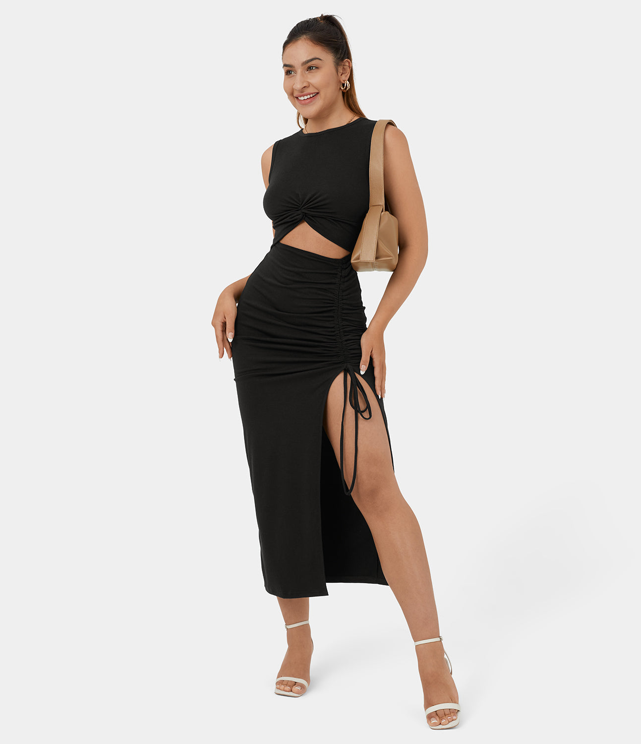 Josephine - Ronde Hals Bodycon Midi Jurk