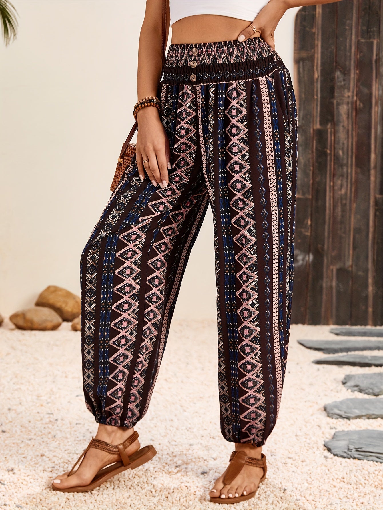 Leona - Boho Broek met Etnische Print