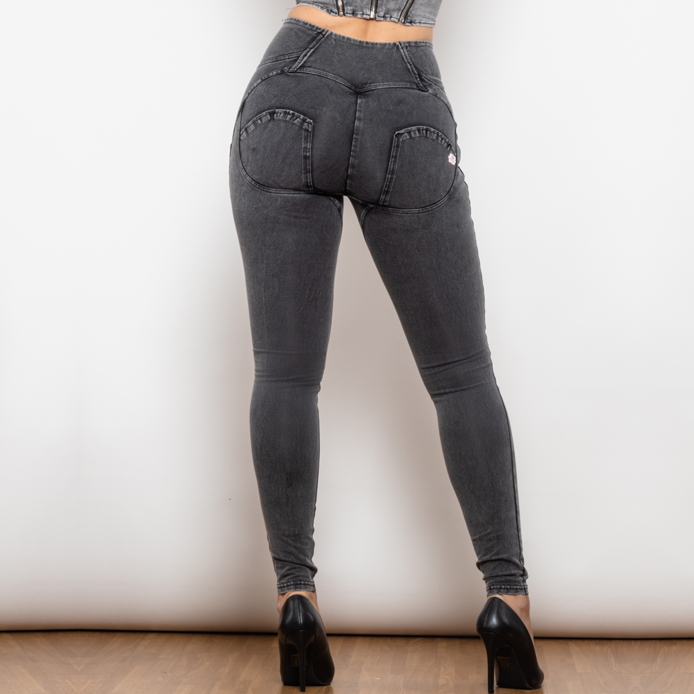 Ella - Grijze Strakke Jeans met Hoge Taille