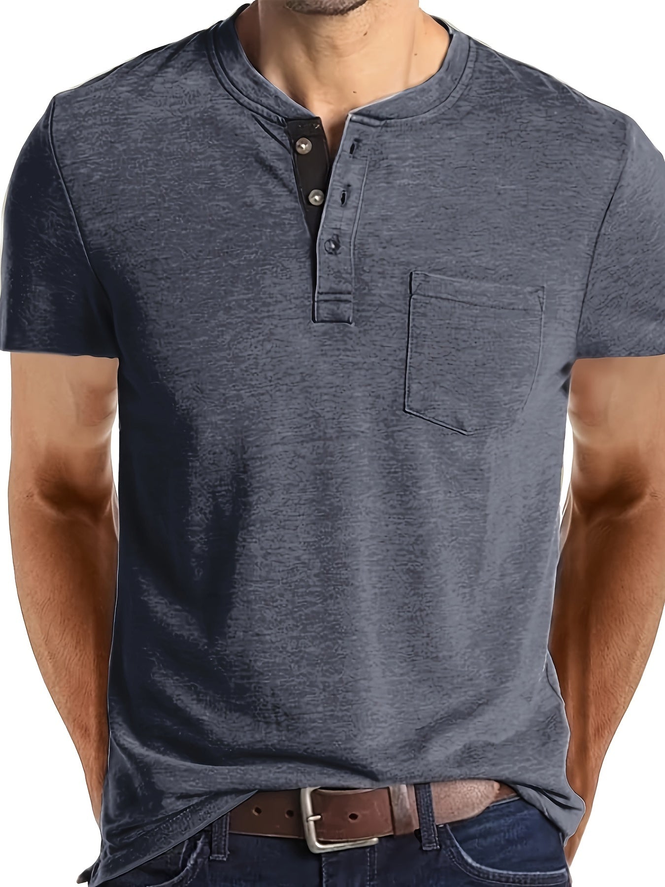 Tom - Stijlvolle Henley Tee met Borstzak