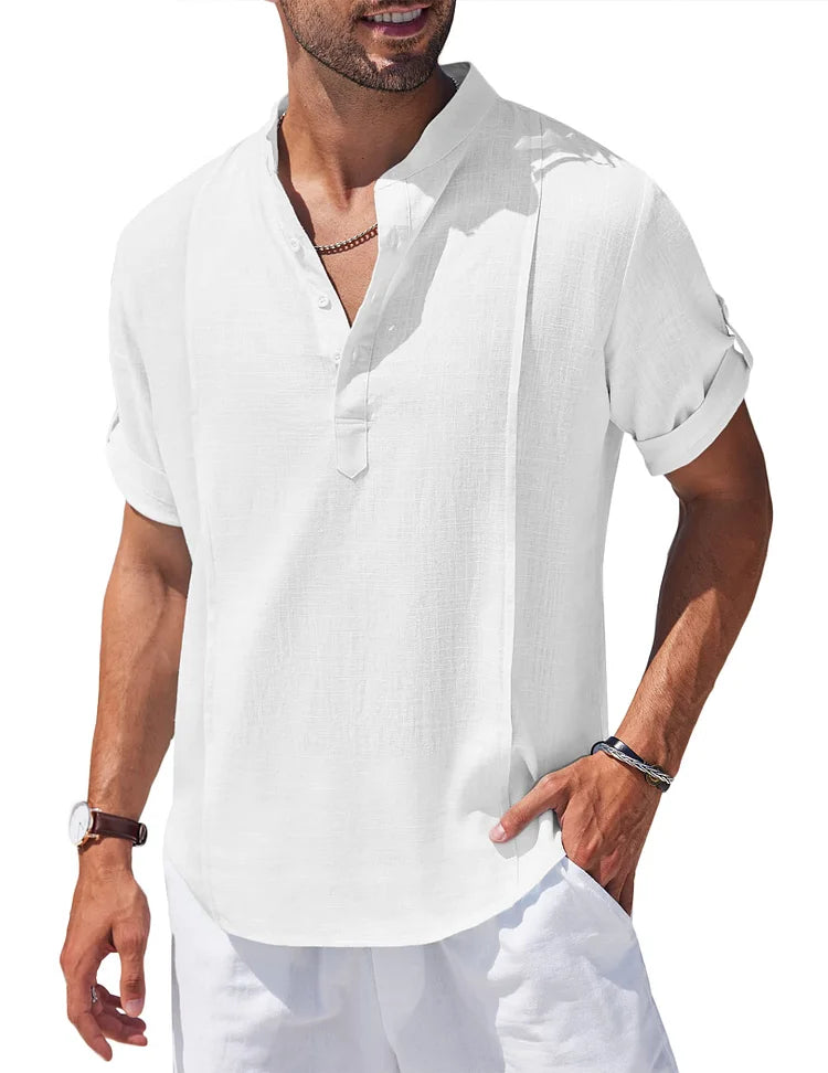 Max - Casual Strand Henley Shirt van Linnenmix