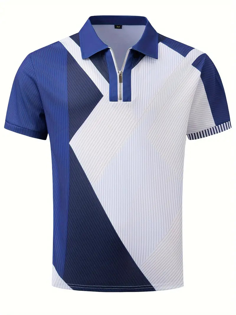 Norman - Ademend Regular Fit Color Block Golf Shirt