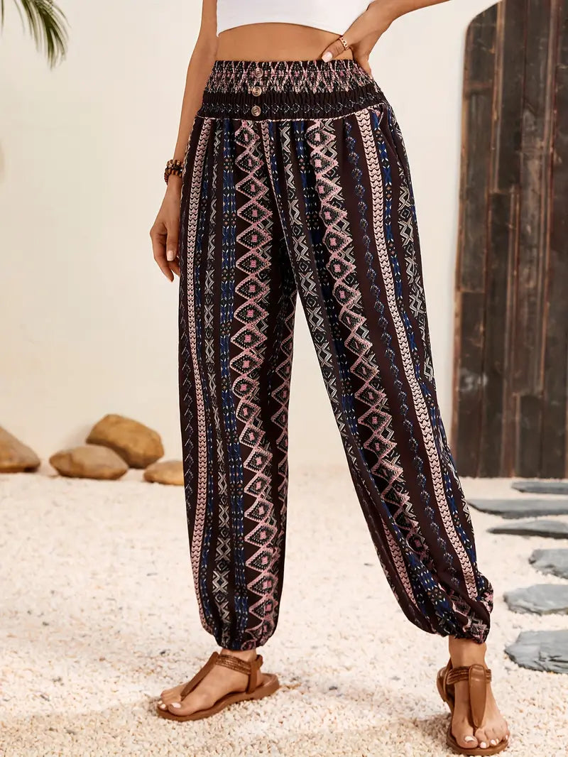 Leona - Boho Broek met Etnische Print