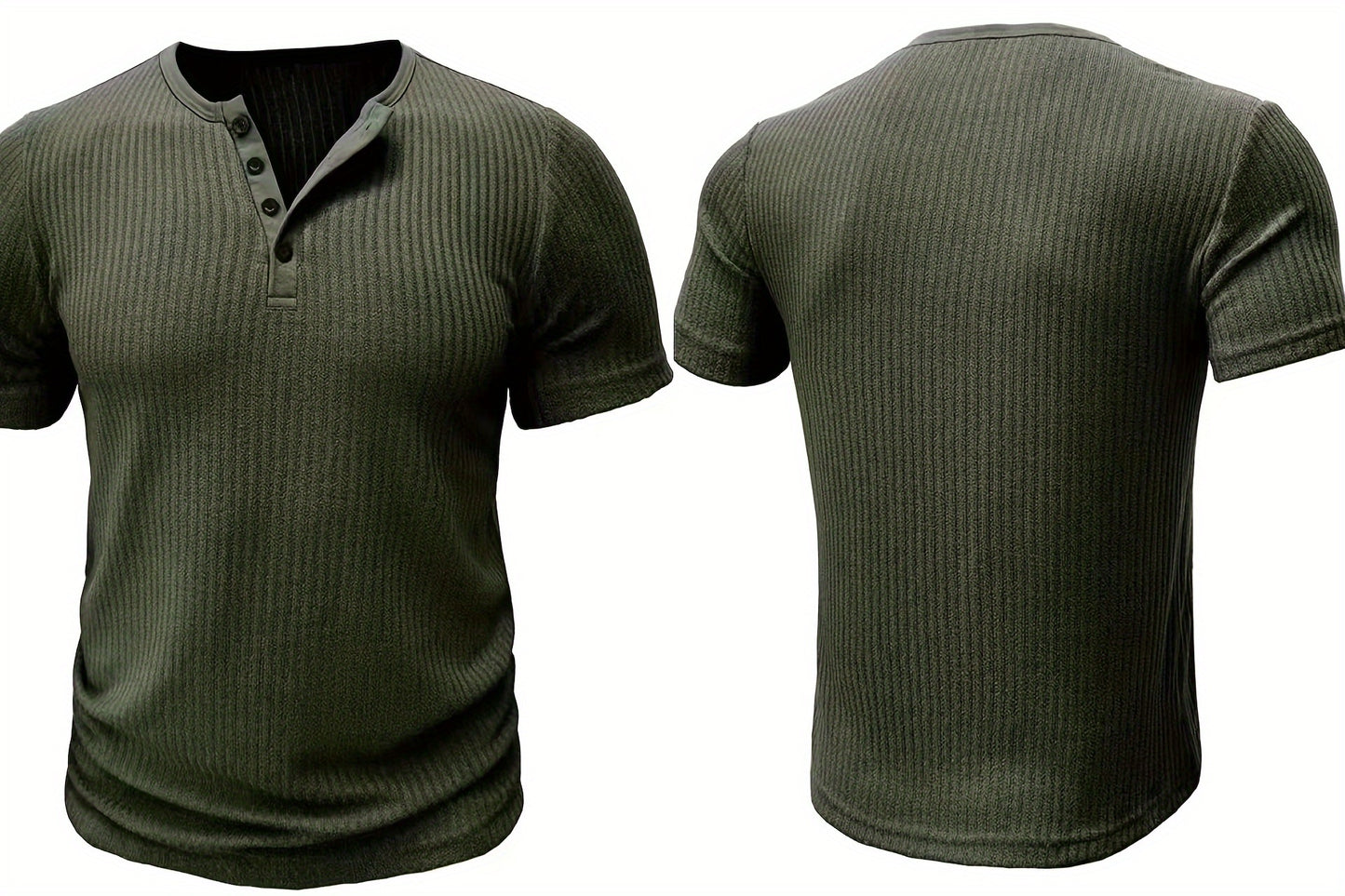 Edward - Gebreide Henley T-shirt met Korte Mouwen