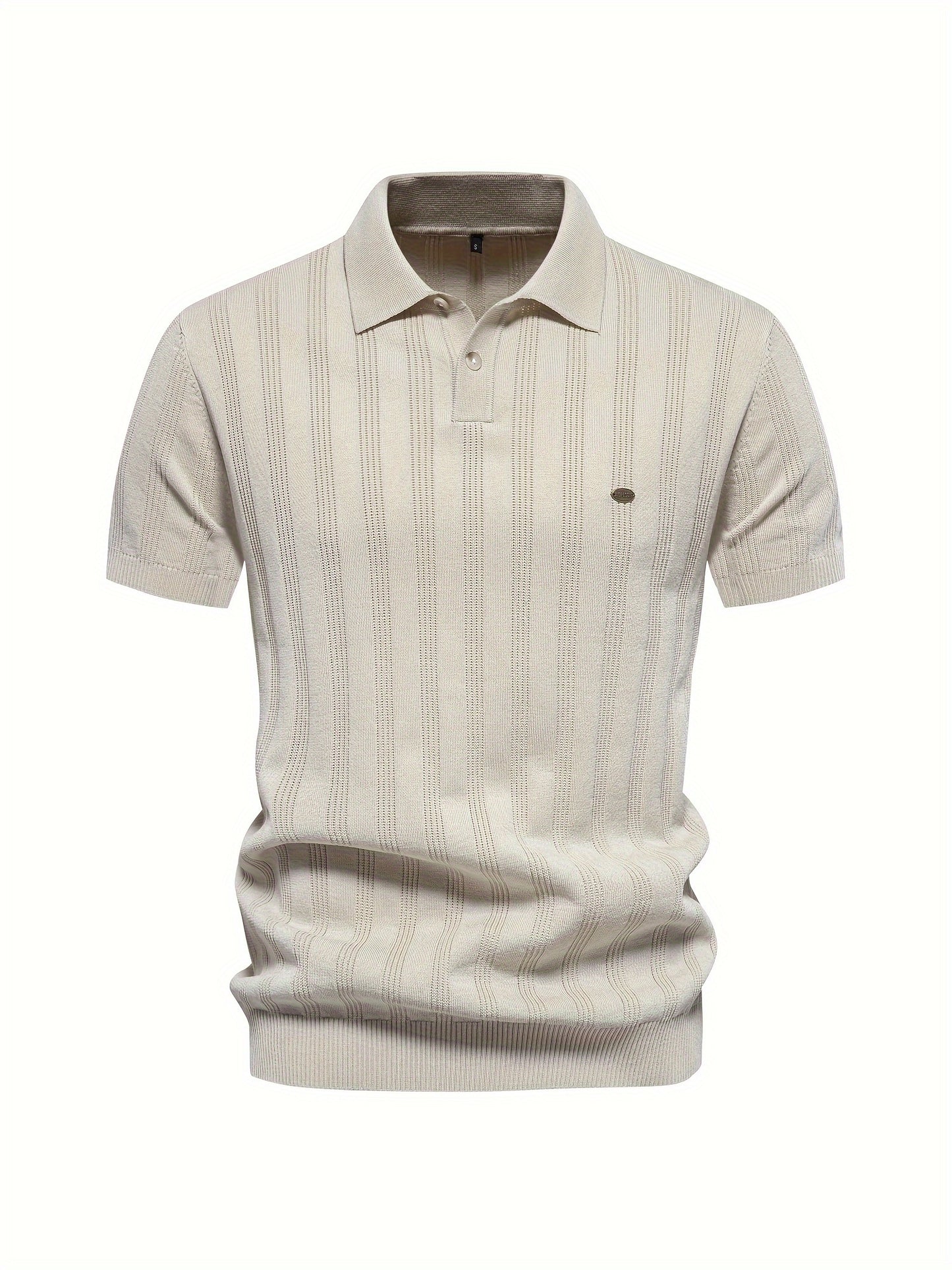 Max - Zomers Gebreid Poloshirt met Korte Mouwen