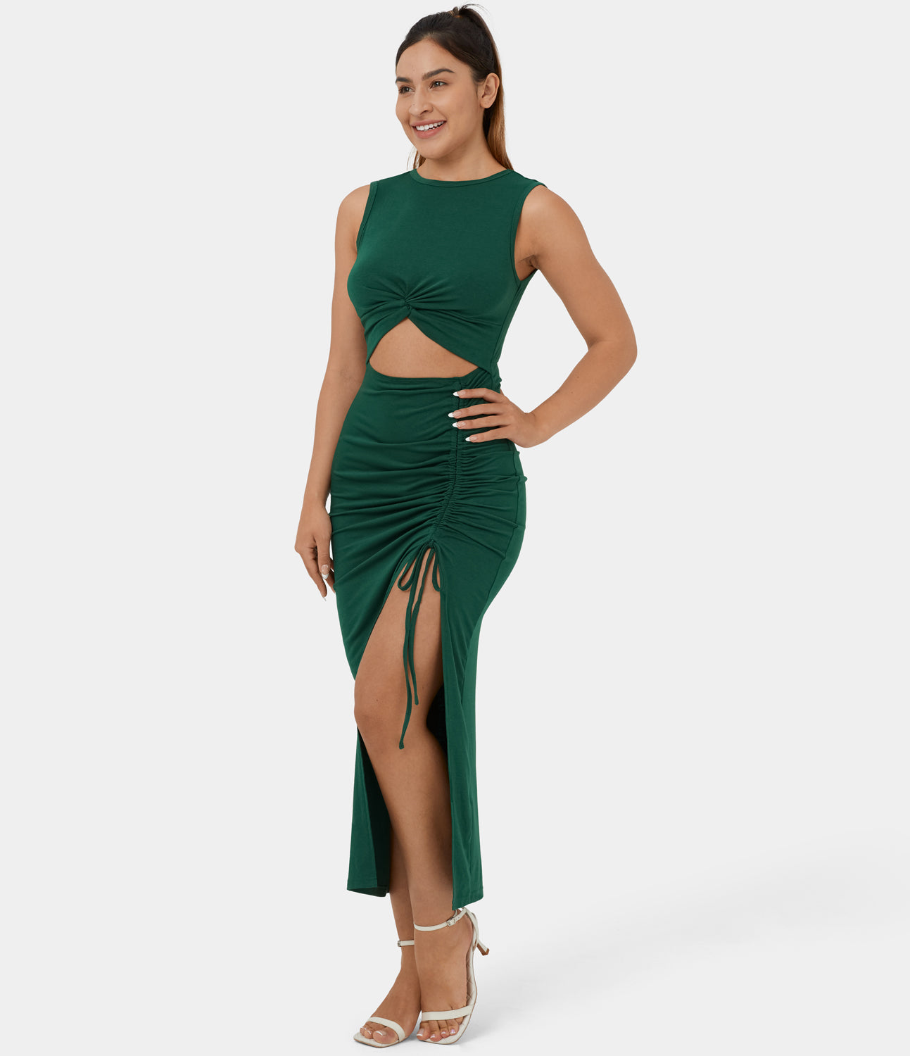 Josephine - Ronde Hals Bodycon Midi Jurk