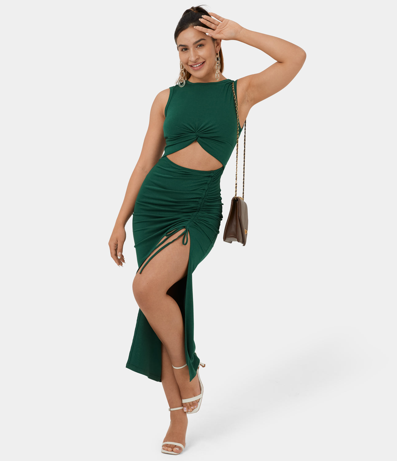 Josephine - Ronde Hals Bodycon Midi Jurk