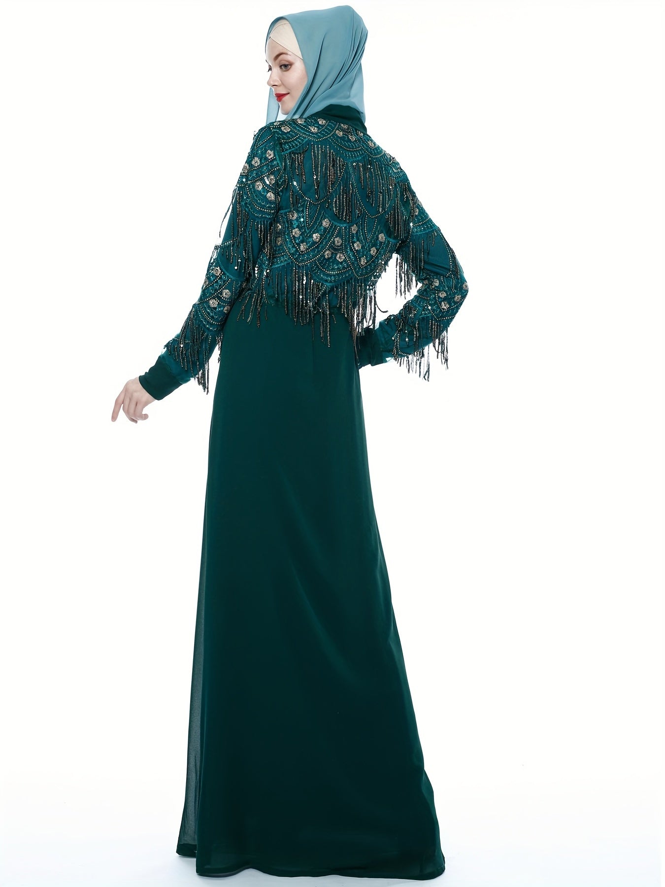 Sidonia - Elegante Abaya met Kwastjes en Lovertjes