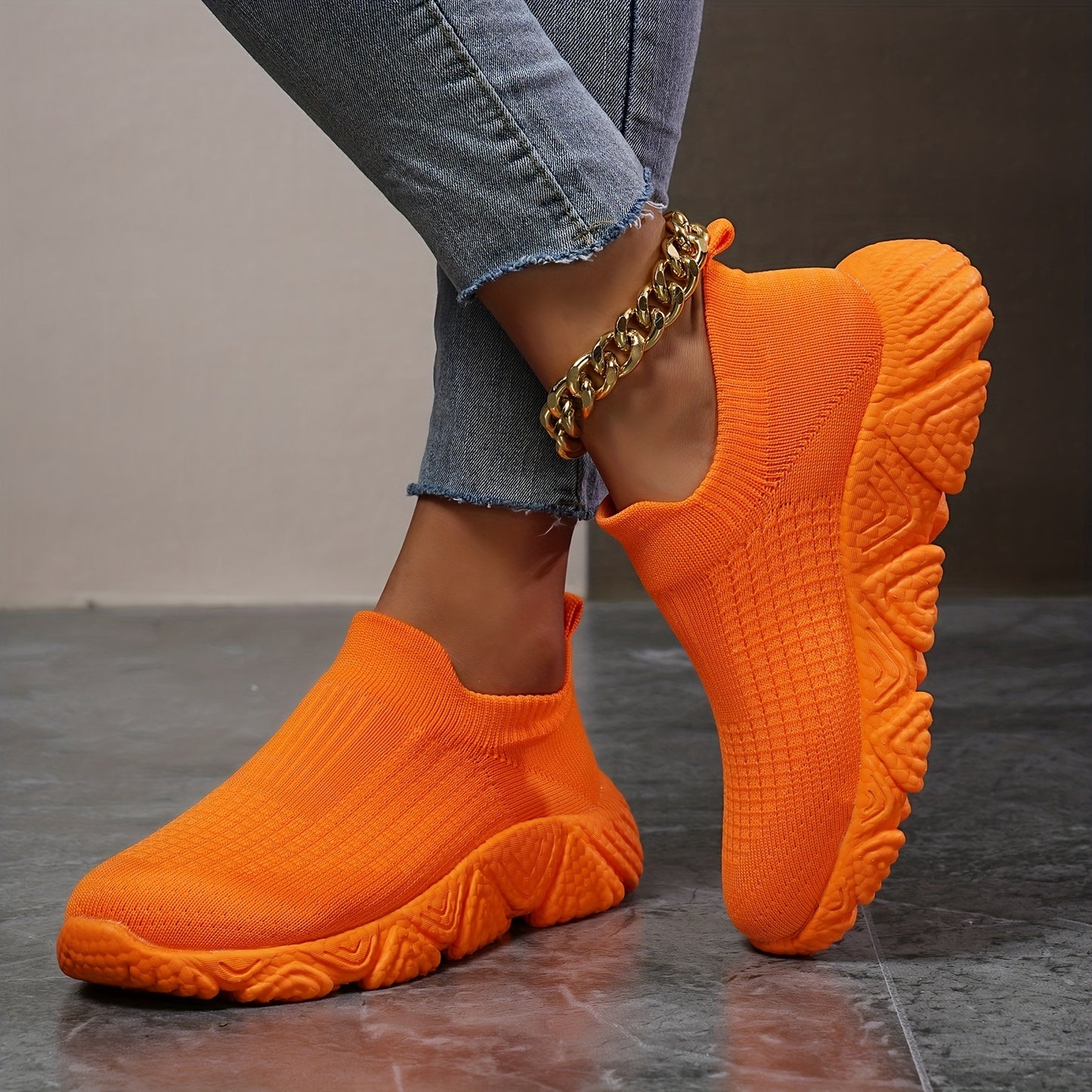 David - Ademend Oranje Sneakers