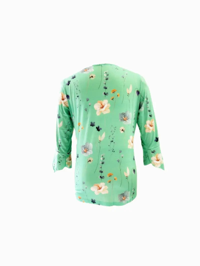 Bianca - Bloemenprint T-shirt met Knoopjes