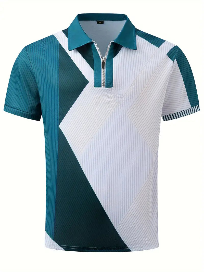 Norman - Ademend Regular Fit Color Block Golf Shirt