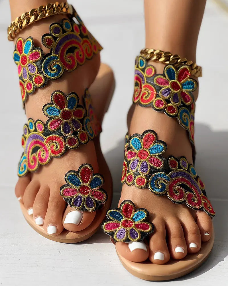 Lily - Bloemen Geometrische Patroon Teenslippers