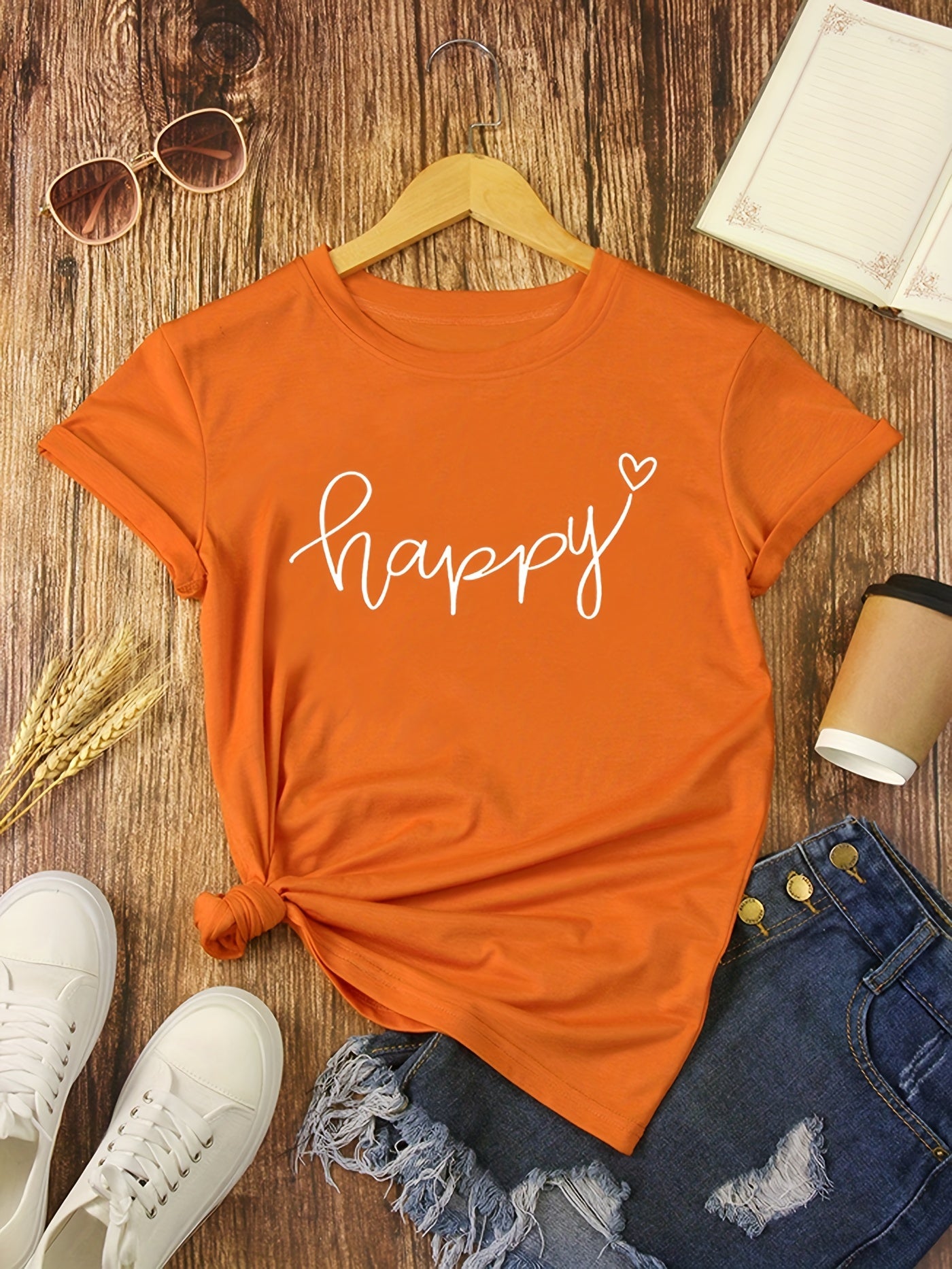 Eva - Oranje T-shirt met ronde hals