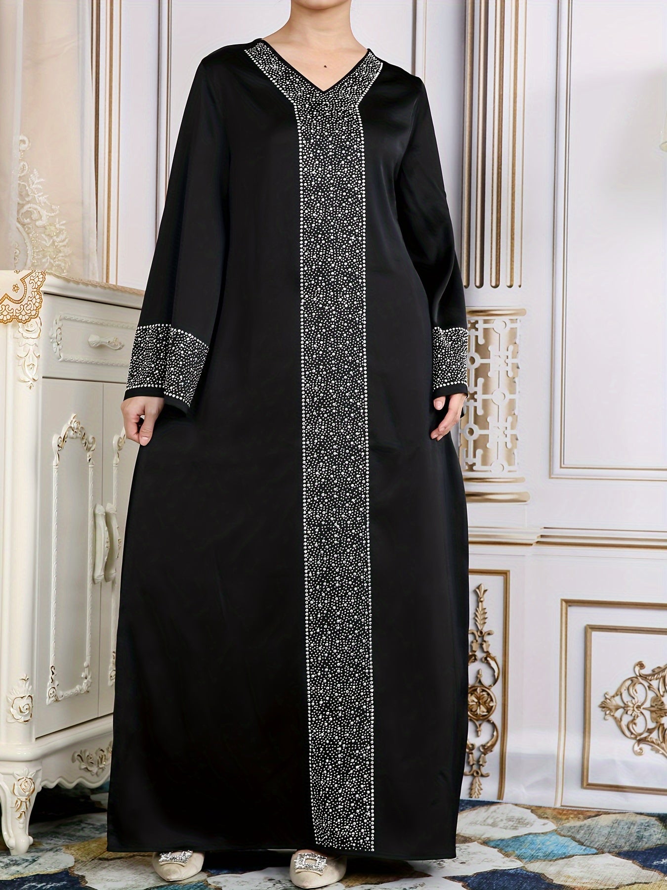 Amber - Stralende V-hals Abaya Jurk