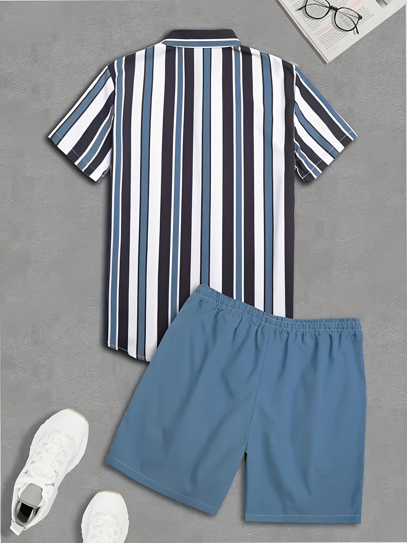 Richard - 2-Delige Gestreepte Shirt & Shorts Zomeroutfit