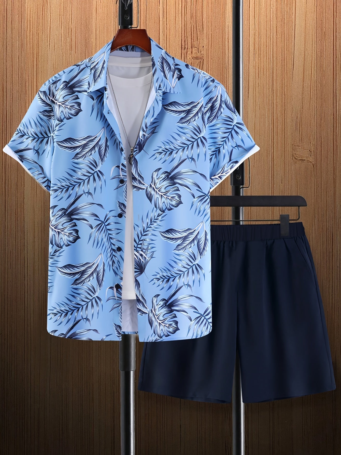 David - Casual zomerset met bladerenprint