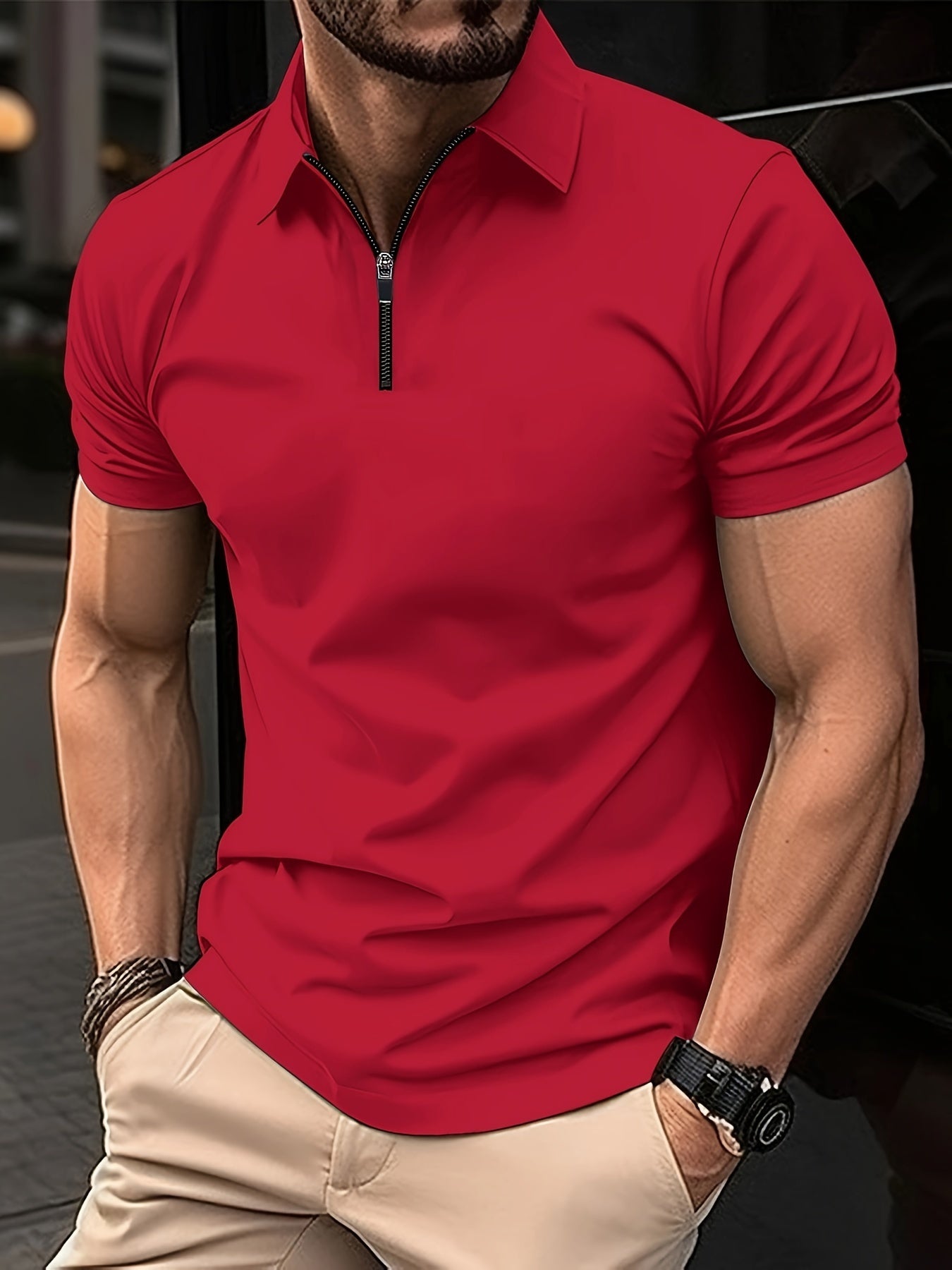 Max - Zomerse Casual Poloshirt met Rits en Grafisch Detail