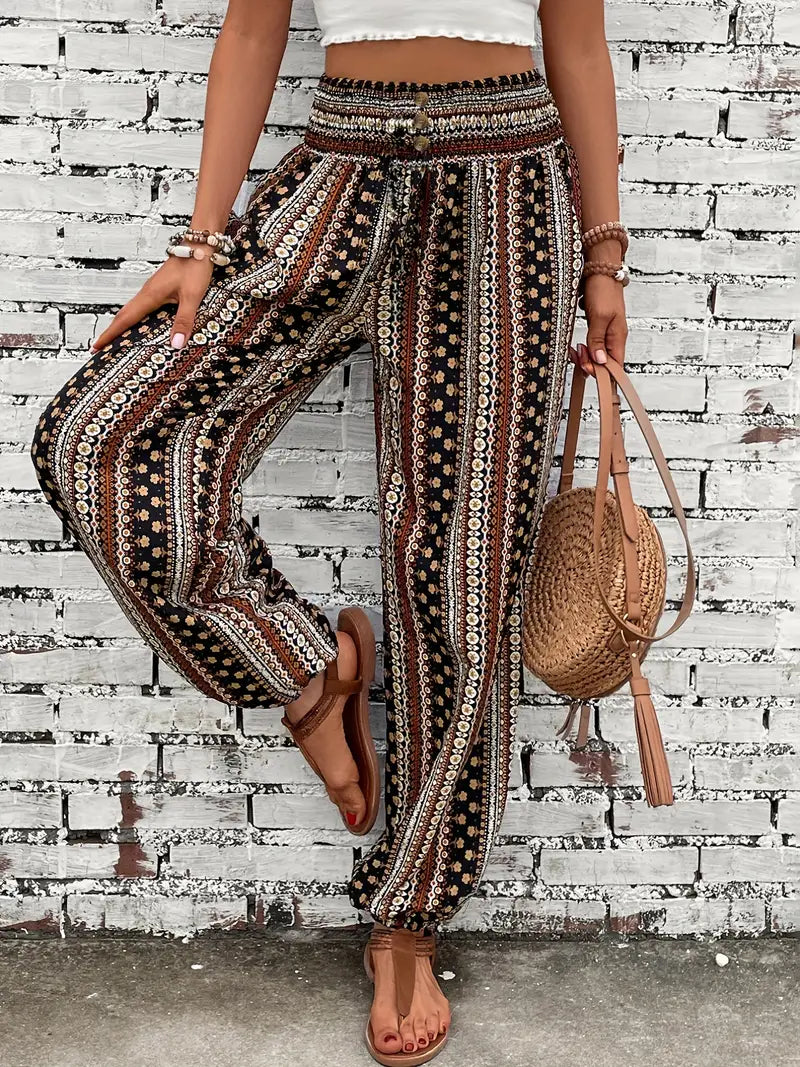 Leona - Boho Broek met Etnische Print