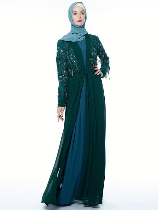 Sidonia - Elegante Abaya met Kwastjes en Lovertjes