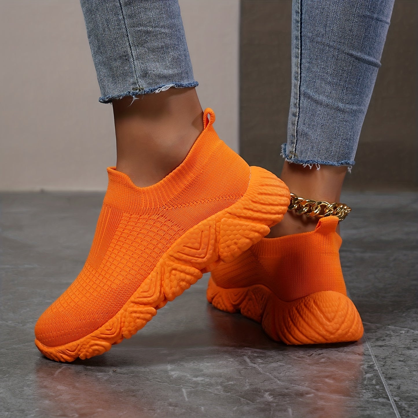 David - Ademend Oranje Sneakers