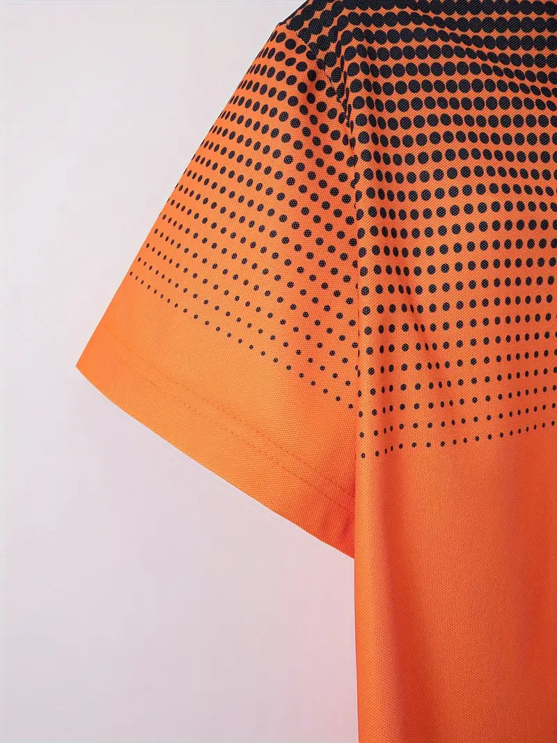 Lucas - Oranje Mesh Print Overhemd