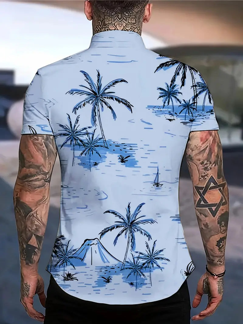 Tom - Zomerse Hawaii Overhemd met Kokospalmprint