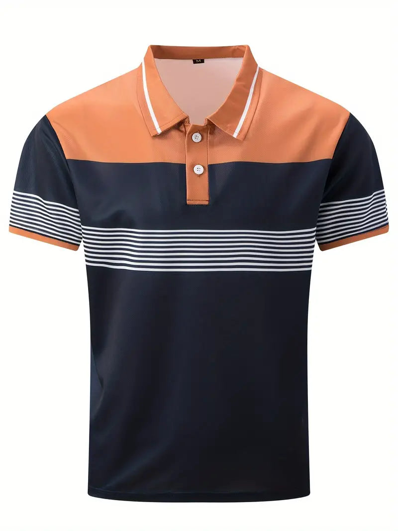 Steven - Ademend Regular Fit Color Block Golf Shirt