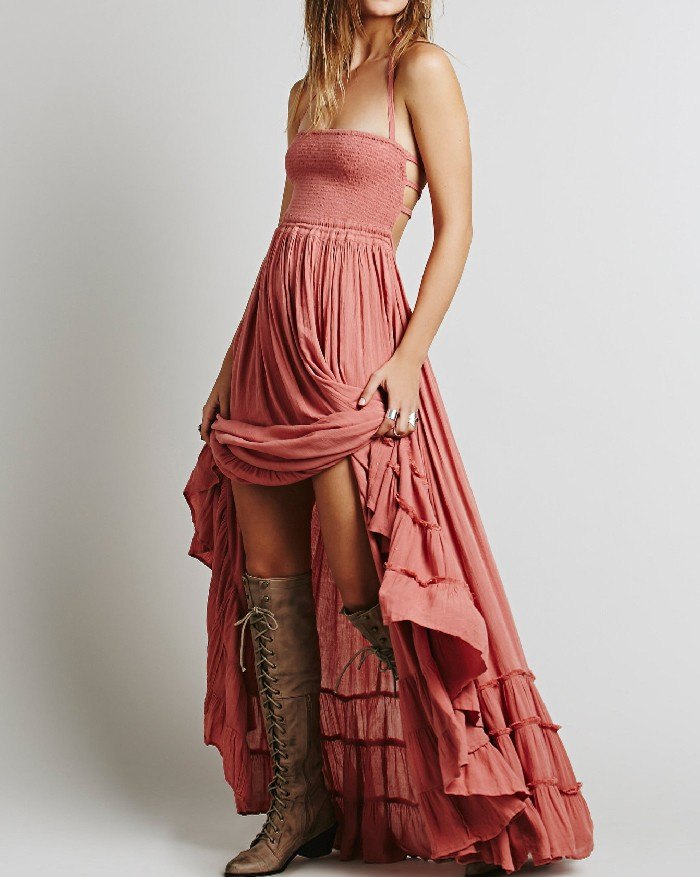 Lisa - Halter Swing Beach Maxi Jurk