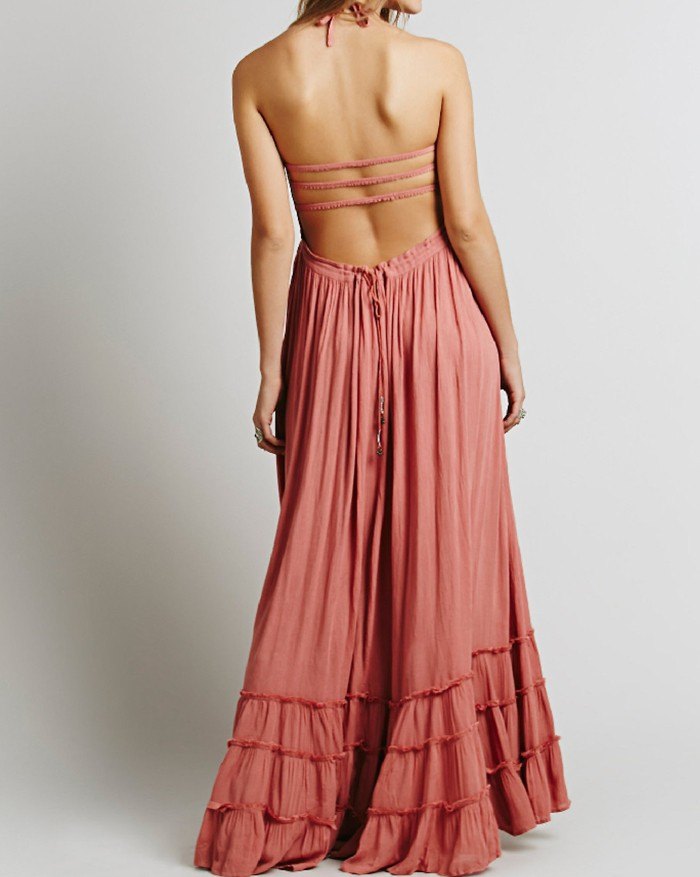 Lisa - Halter Swing Beach Maxi Jurk