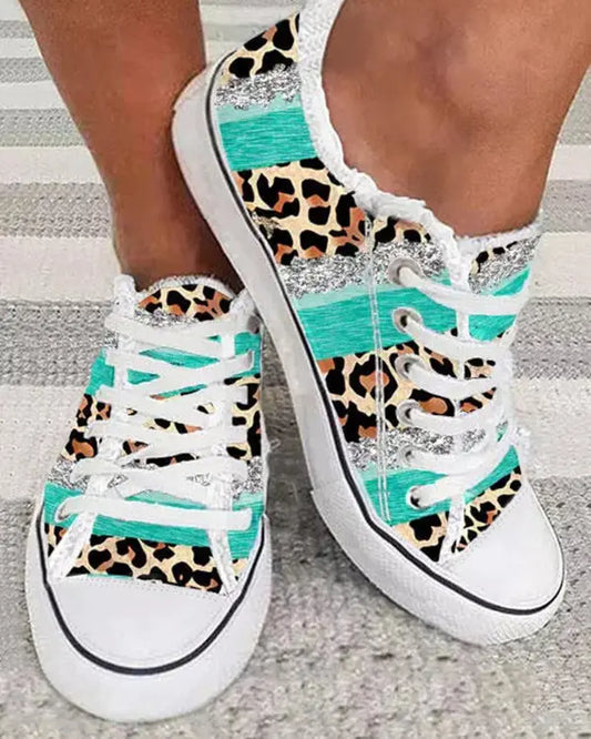 Dahlia - Contrasterende Luipaardprint Sneakers