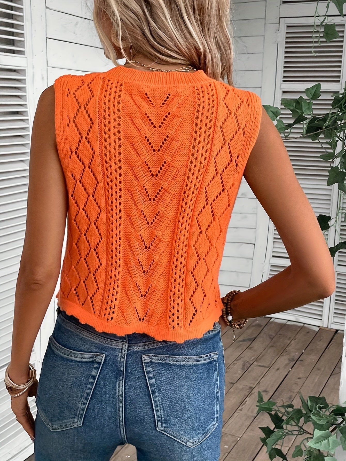 Sophie - Oranje Pointelle Tanktop