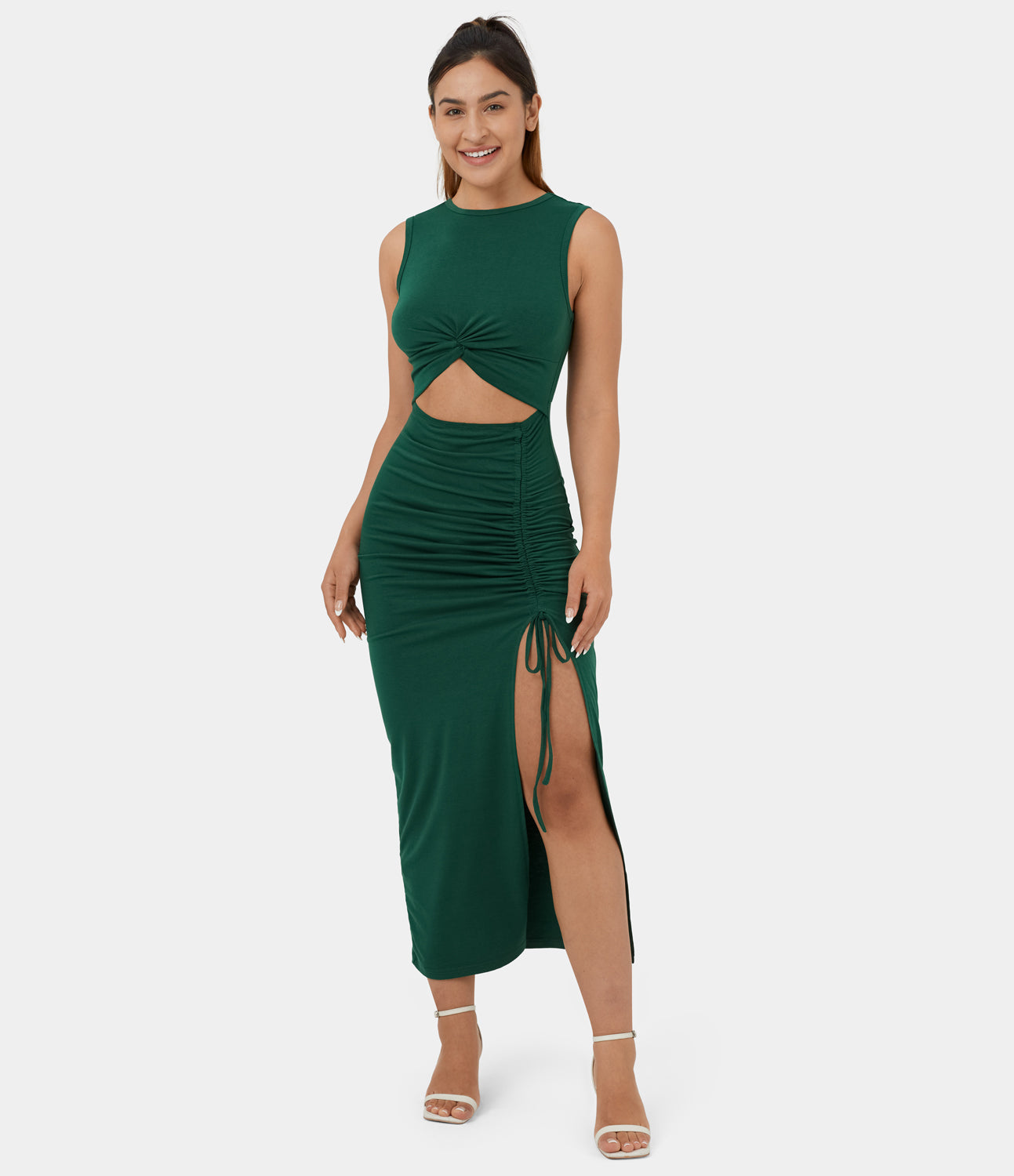 Josephine - Ronde Hals Bodycon Midi Jurk