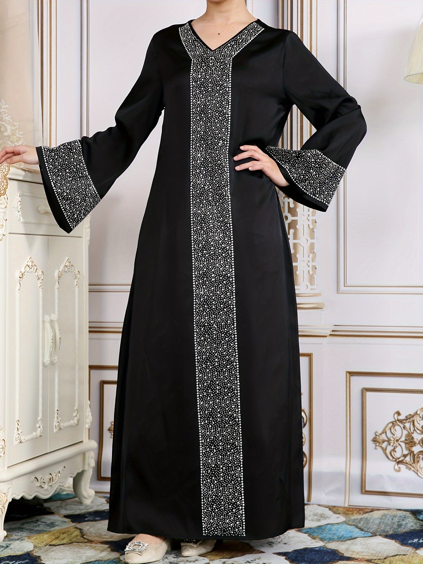 Amber - Stralende V-hals Abaya Jurk