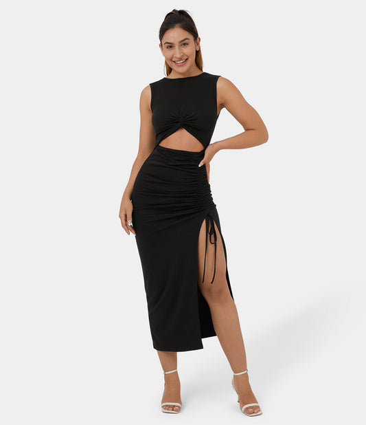 Josephine - Ronde Hals Bodycon Midi Jurk