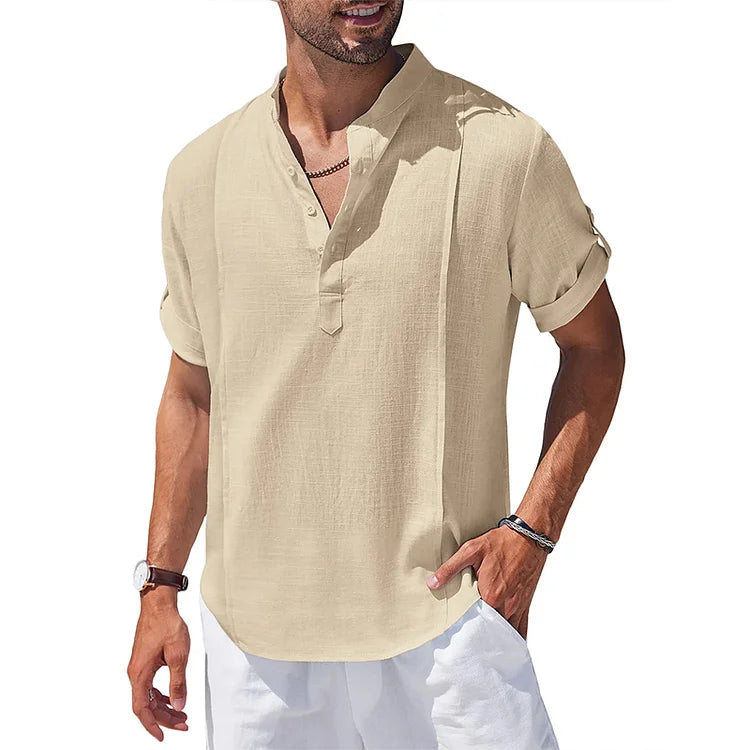 Max - Casual Strand Henley Shirt van Linnenmix