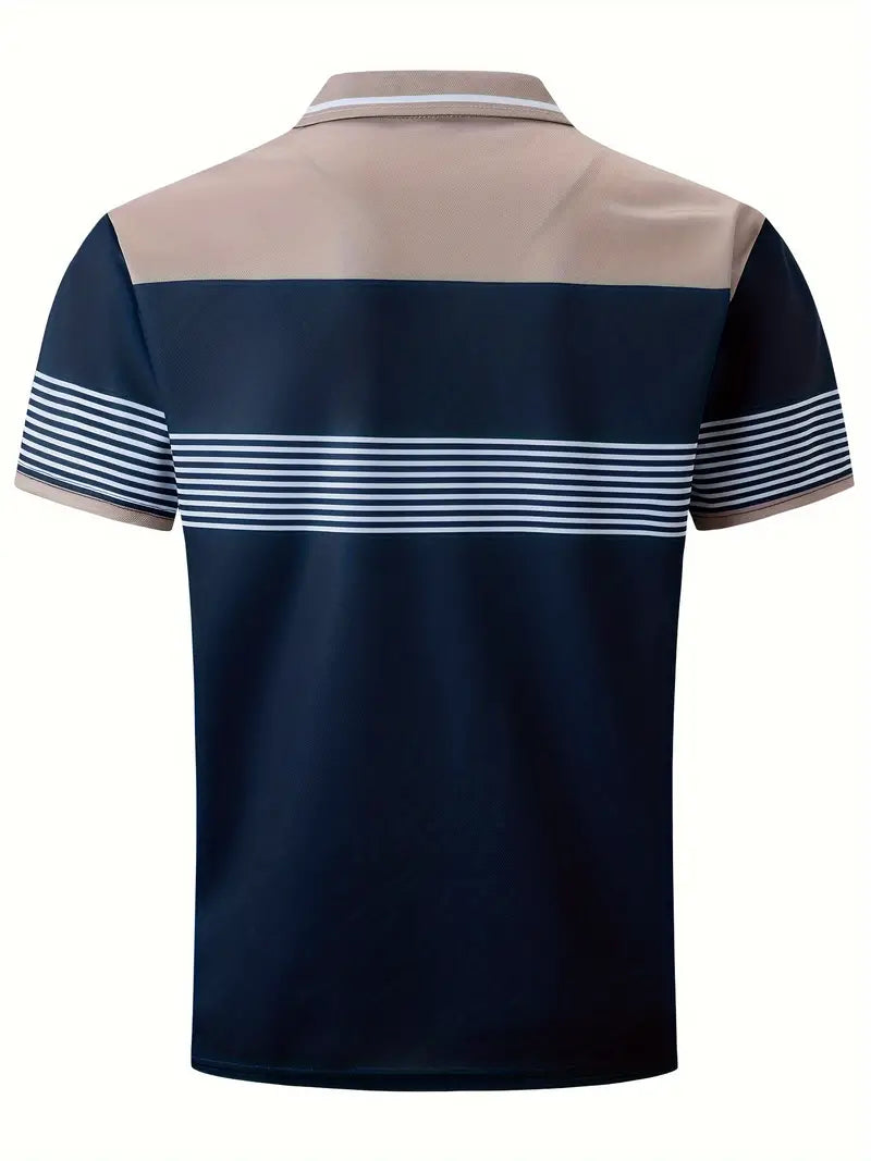 Steven - Ademend Regular Fit Color Block Golf Shirt