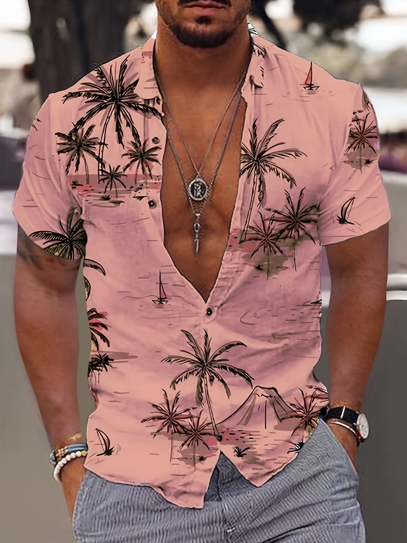 Tom - Zomerse Hawaii Overhemd met Kokospalmprint