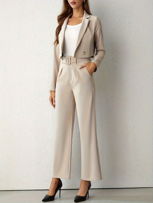 Abigail - Elegante Beige Reversblazer en Broek