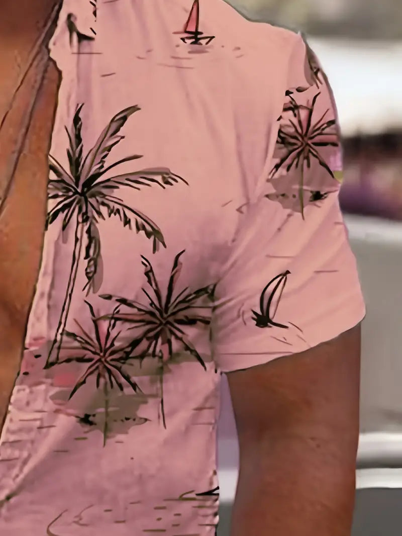 Tom - Zomerse Hawaii Overhemd met Kokospalmprint