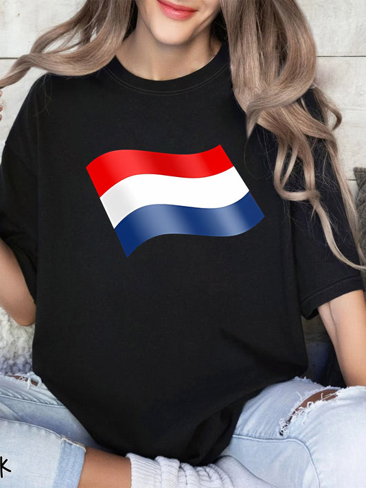 Lara - T-shirt met Nederlandse Vlag Print