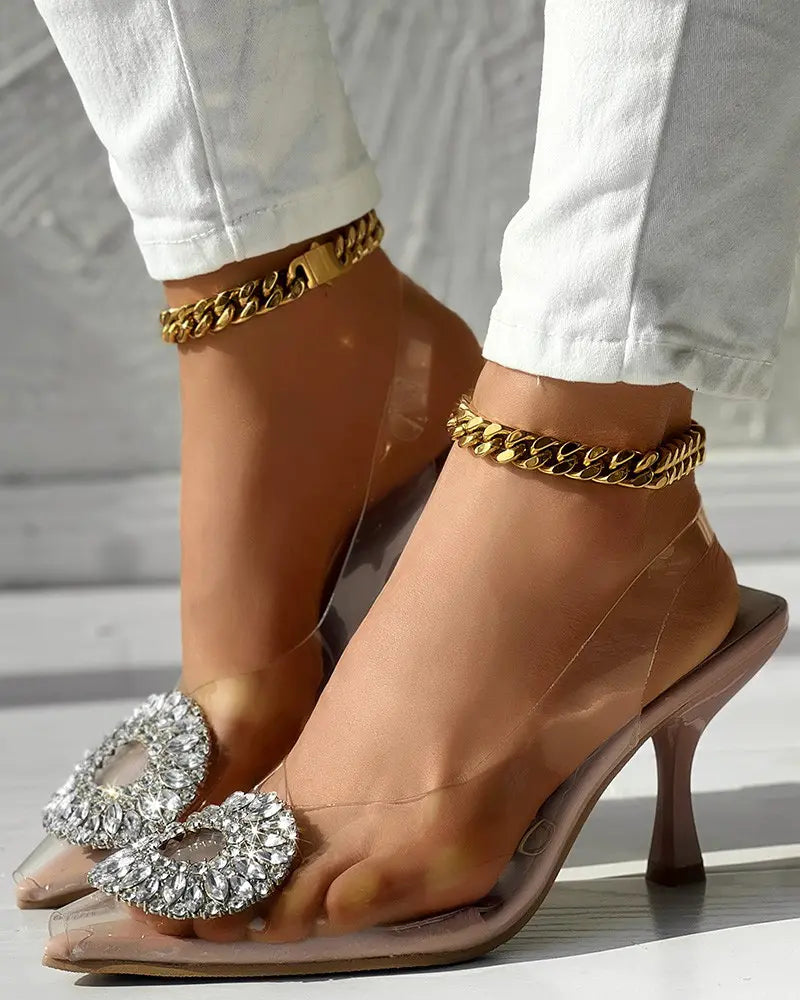 Charlene - Rhinestone Geometrisch Patroon Transparante Pumps