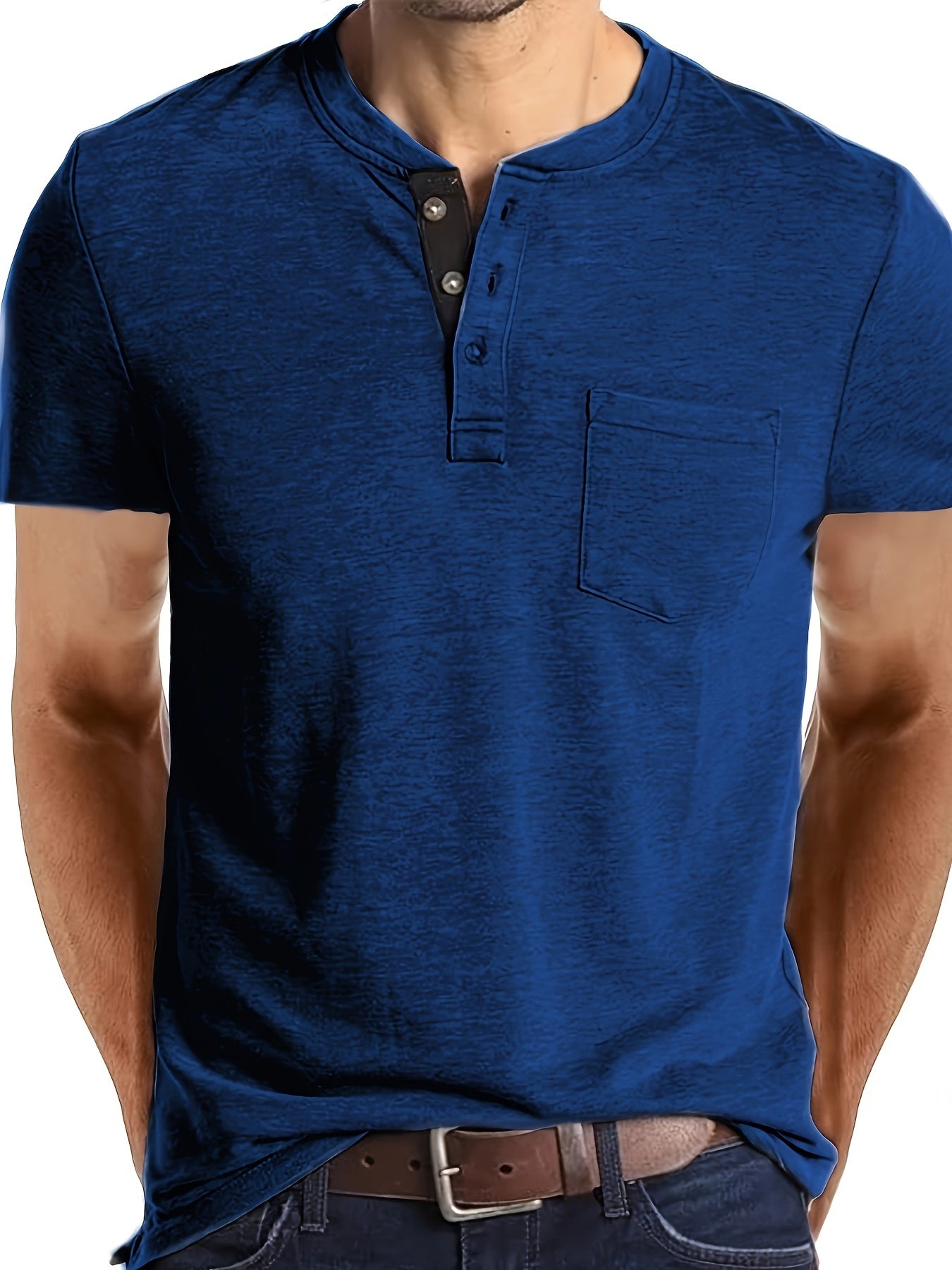 Tom - Stijlvolle Henley Tee met Borstzak