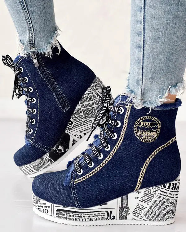 Anna - Modieuze Denim Enkelboots