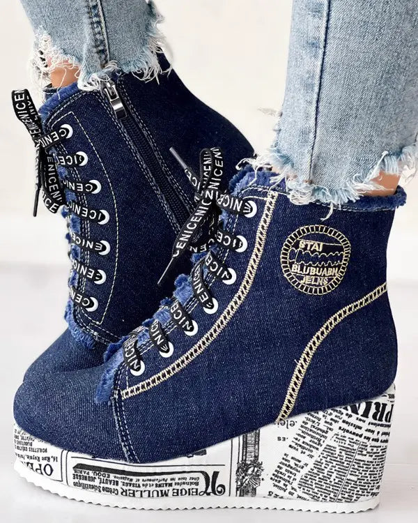 Anna - Modieuze Denim Enkelboots