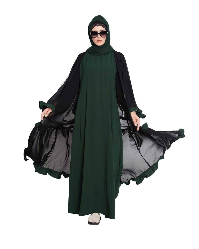 Aisha - Elegante Donkergroene Abaya