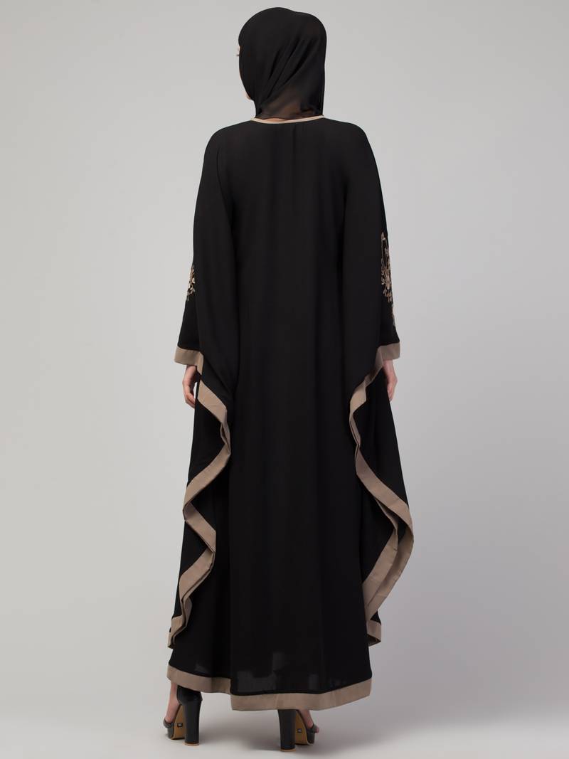 Amira - Geborduurde Designer Abaya Kaftan Zwart