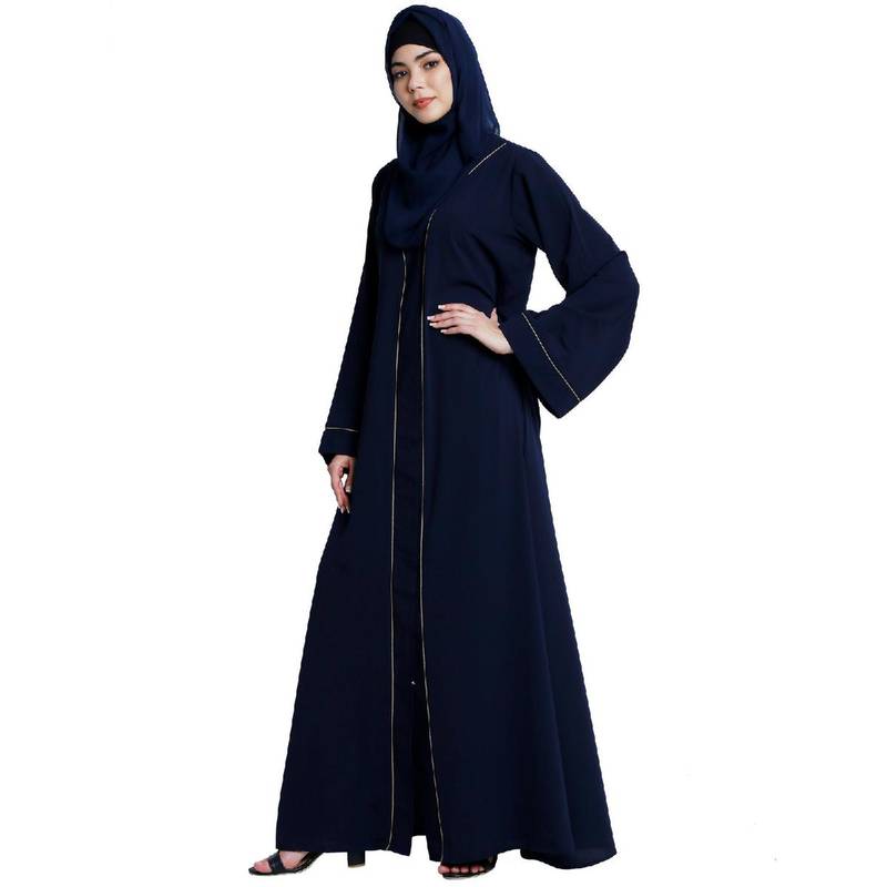 Fatima - Marineblauwe Abaya met Pijpwerk