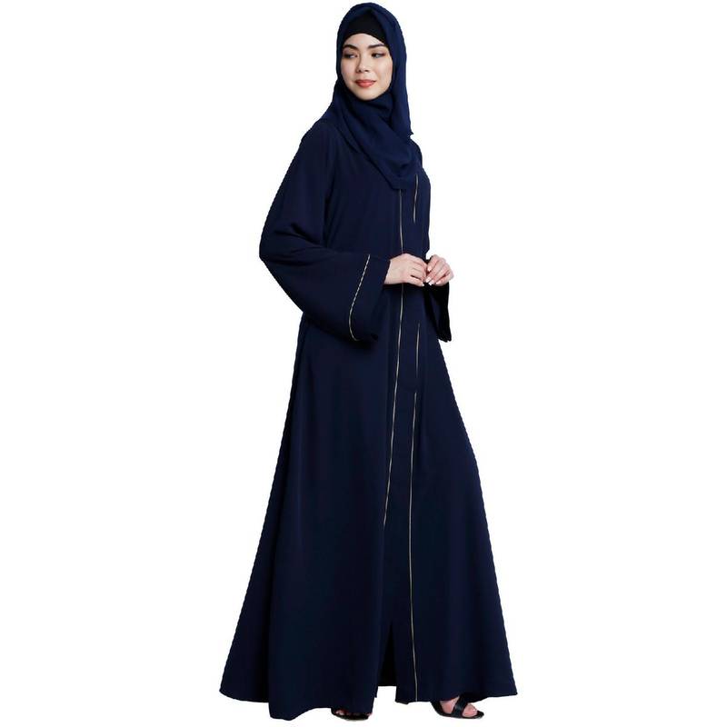 Fatima - Marineblauwe Abaya met Pijpwerk