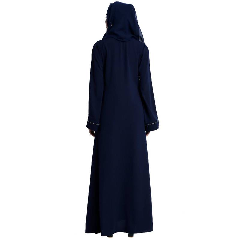 Fatima - Marineblauwe Abaya met Pijpwerk