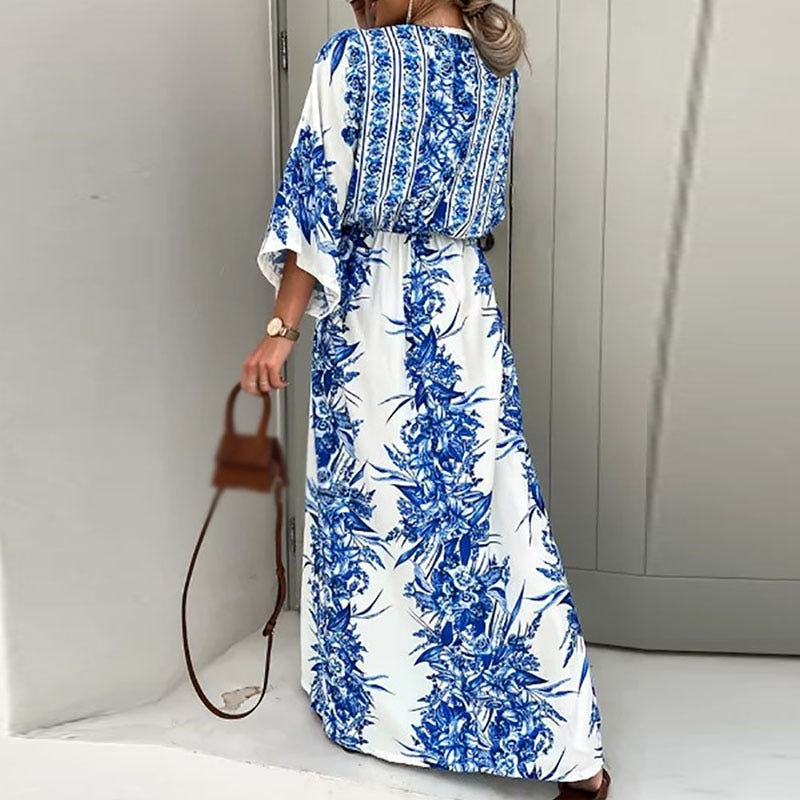 Eline - Elegante Maxi-jurk met Flowy Mouwen